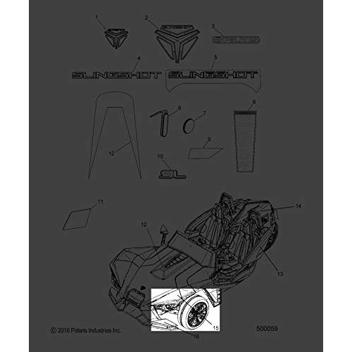Polaris Slingshot Fender Decal, Front, Right, Silver, Genuine OEM Part 7186313, Qty 1