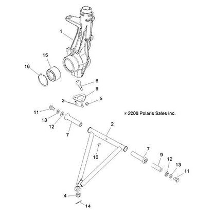 Polaris ATV A-Frame Kit, Left, Medium Gloss Black, Genuine OEM Part 2202284-067, Qty 1