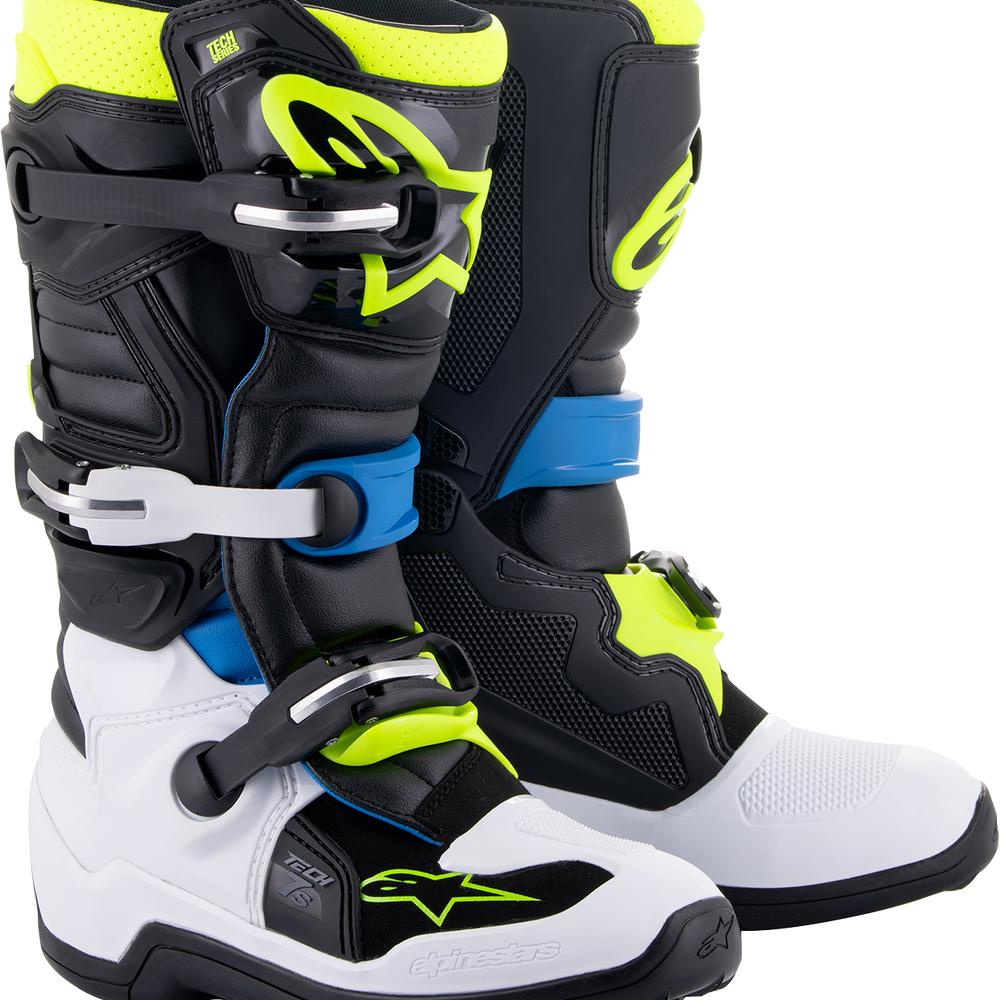 ALPINESTARS Youth Tech 7S Boots - Black/Blue/Yellow - US 3 / EU 35.5 2015017-1795-3