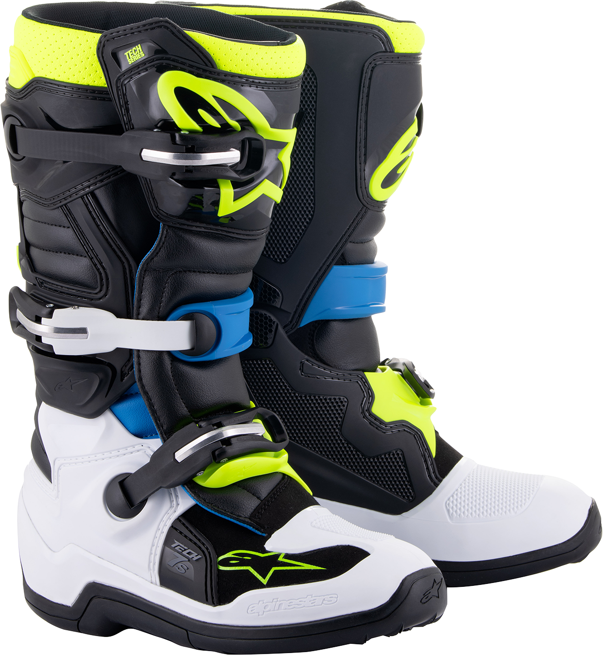 ALPINESTARS Youth Tech 7S Boots - Black/Blue/Yellow - US 7 / EU 40.5 2015017-1795-7