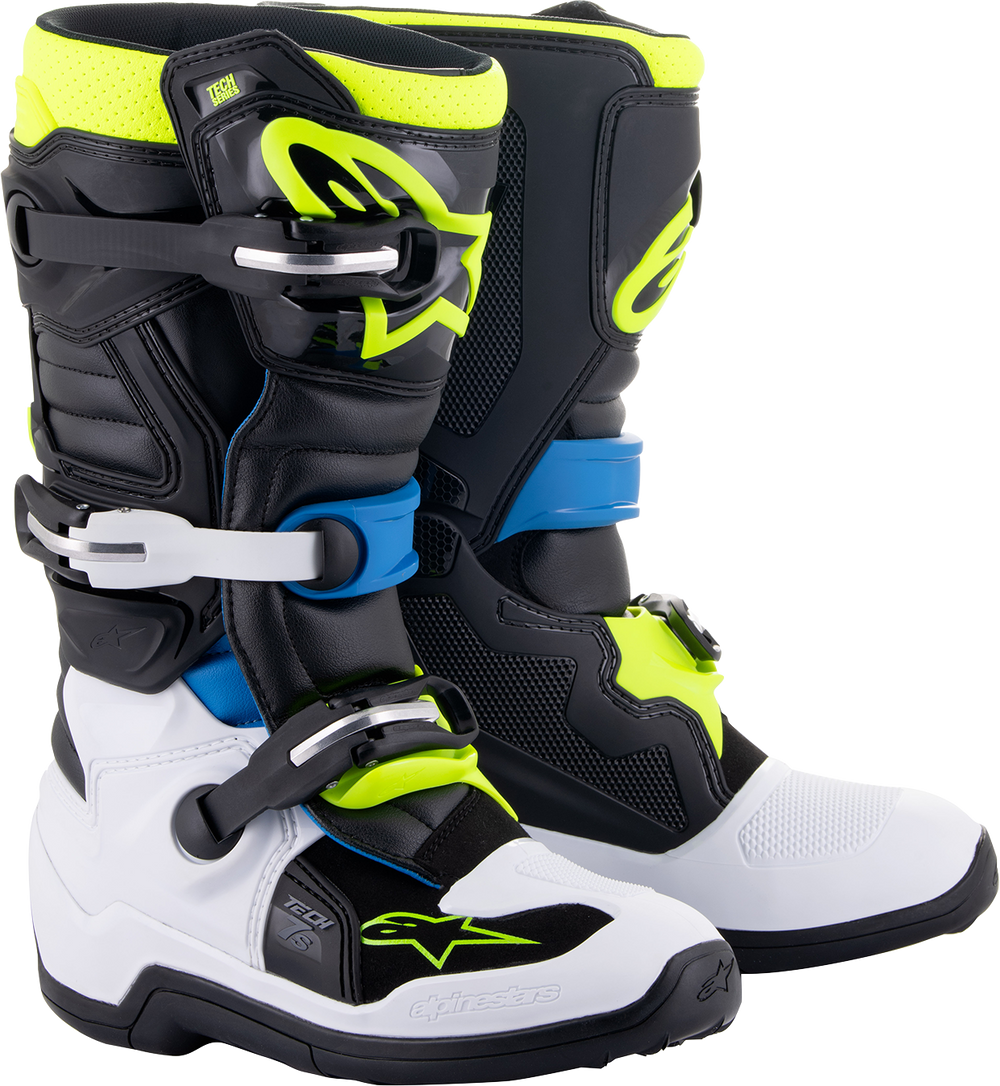 ALPINESTARS Youth Tech 7S Boots - Black/Blue/Yellow - US 5 / EU 38 2015017-1795-5