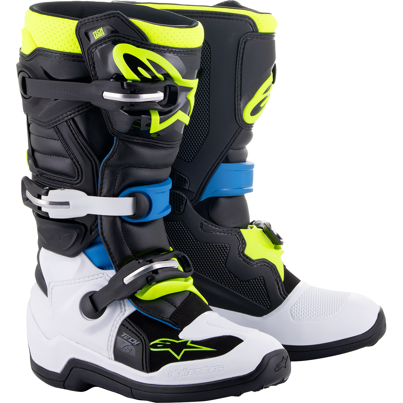 ALPINESTARS Youth Tech 7S Boots - Black/Blue/Yellow - US 5 / EU 38 2015017-1795-5