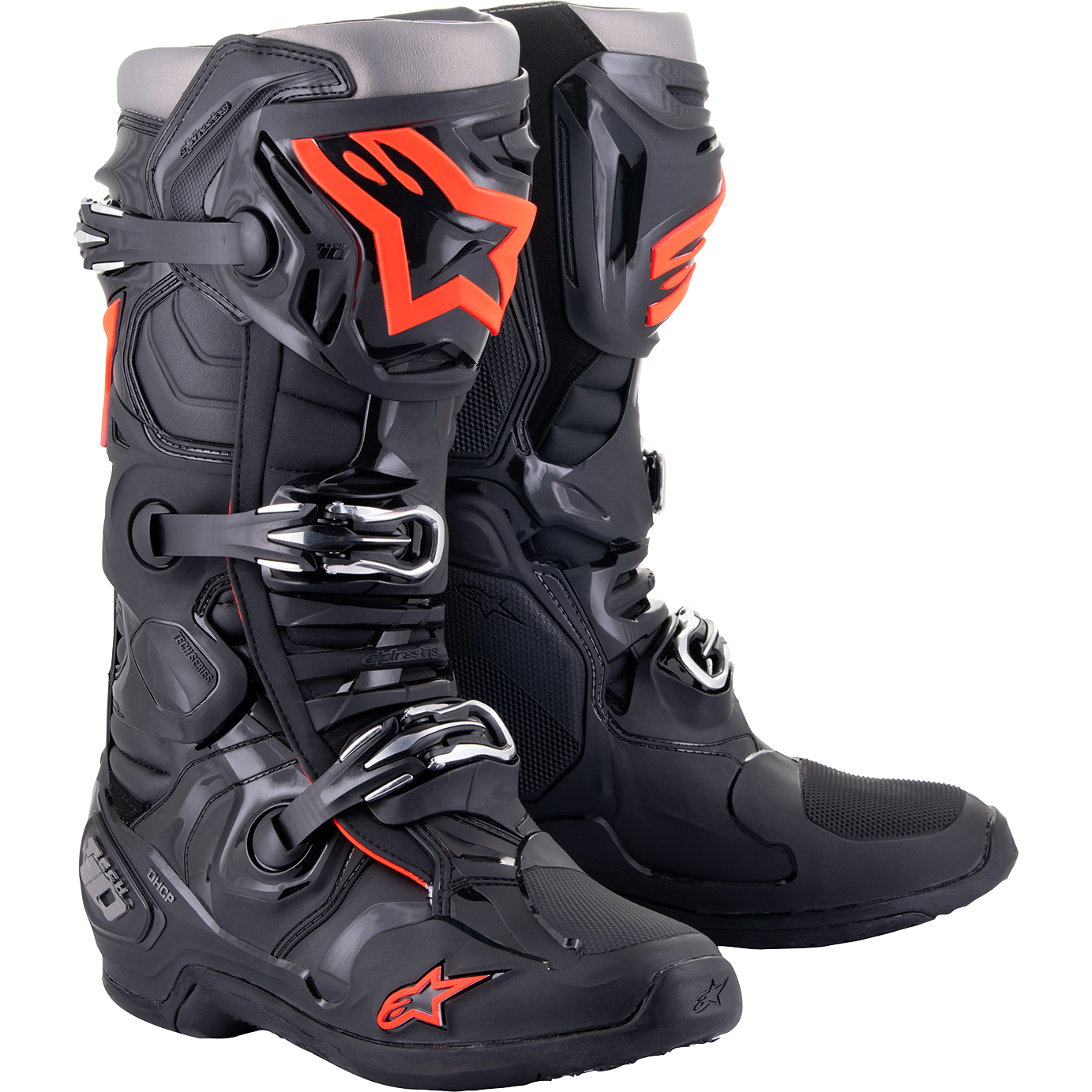 ALPINESTARS Tech 10 Boots - Black/Red Fluorescent - US 8 / EU 42 2010020-1030-8