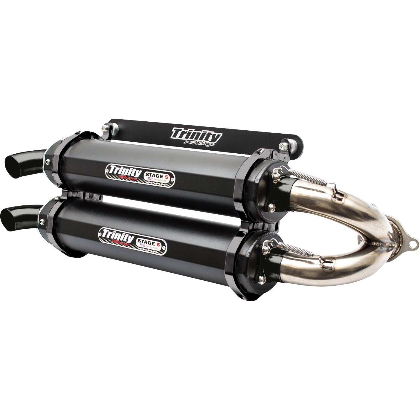 TRINITY RACING Stage 5 Slip-On Dual Muffler - Cerakote Black - RZR XP Turbo TR-4152S-C2
