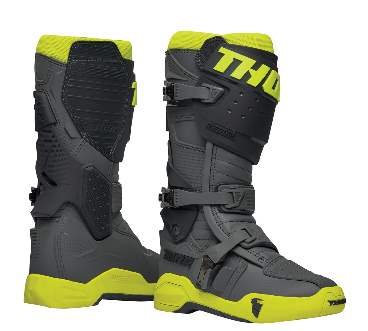 THOR Radial Boots - Gray/Fluorescent Yellow - US 7 / EU 40.5 3410-2745