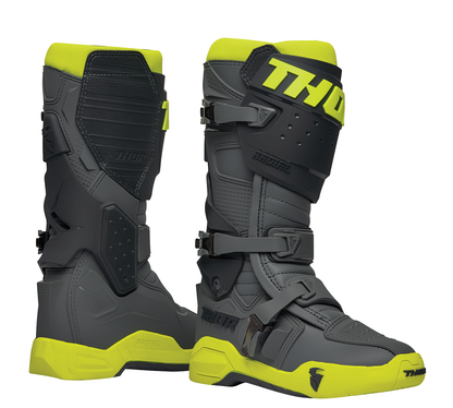 THOR Radial Boots - Gray/Fluorescent Yellow - US 7 / EU 40.5 3410-2745