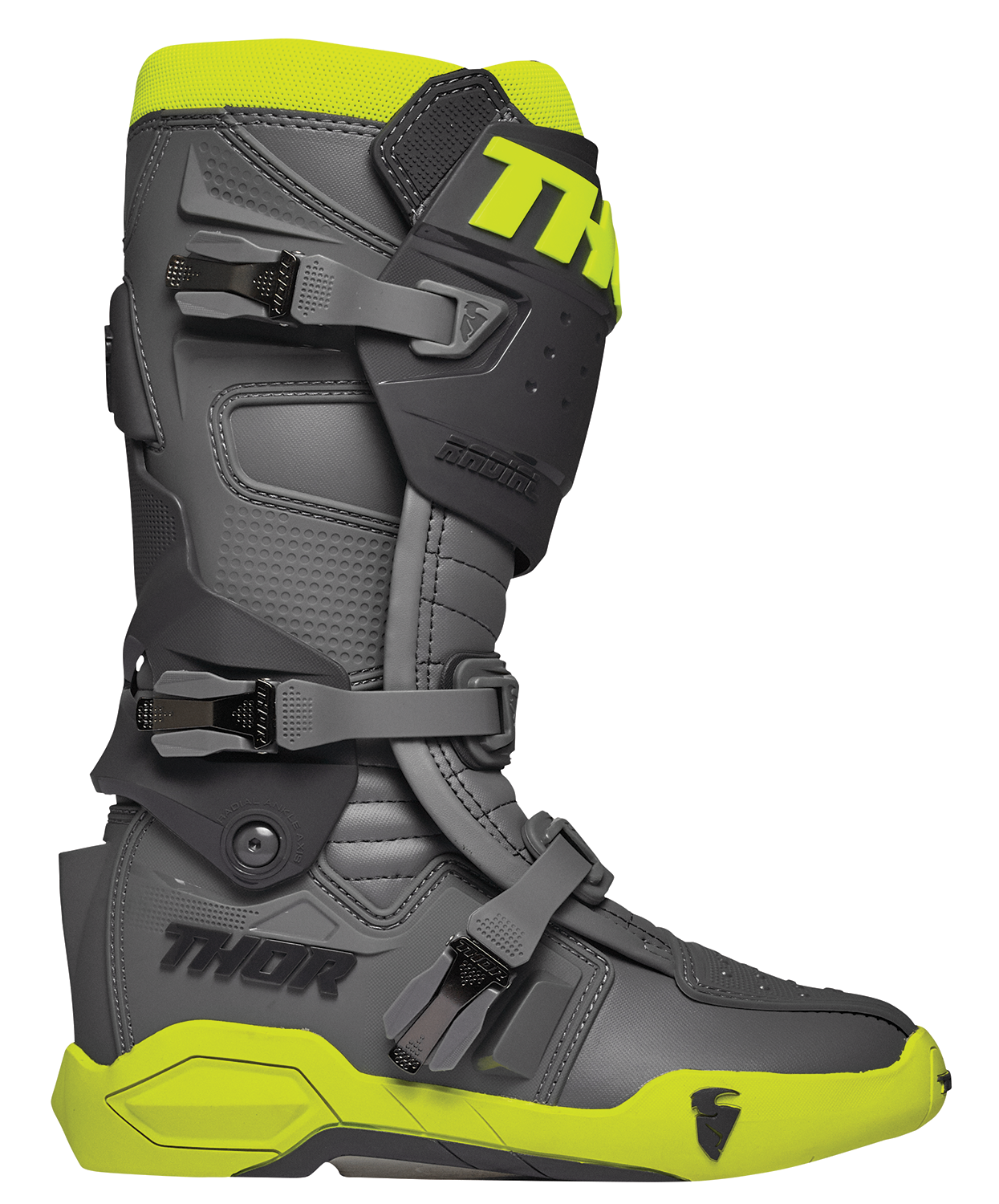 THOR Radial Boots - Gray/Fluorescent Yellow - US 7 / EU 40.5 3410-2745