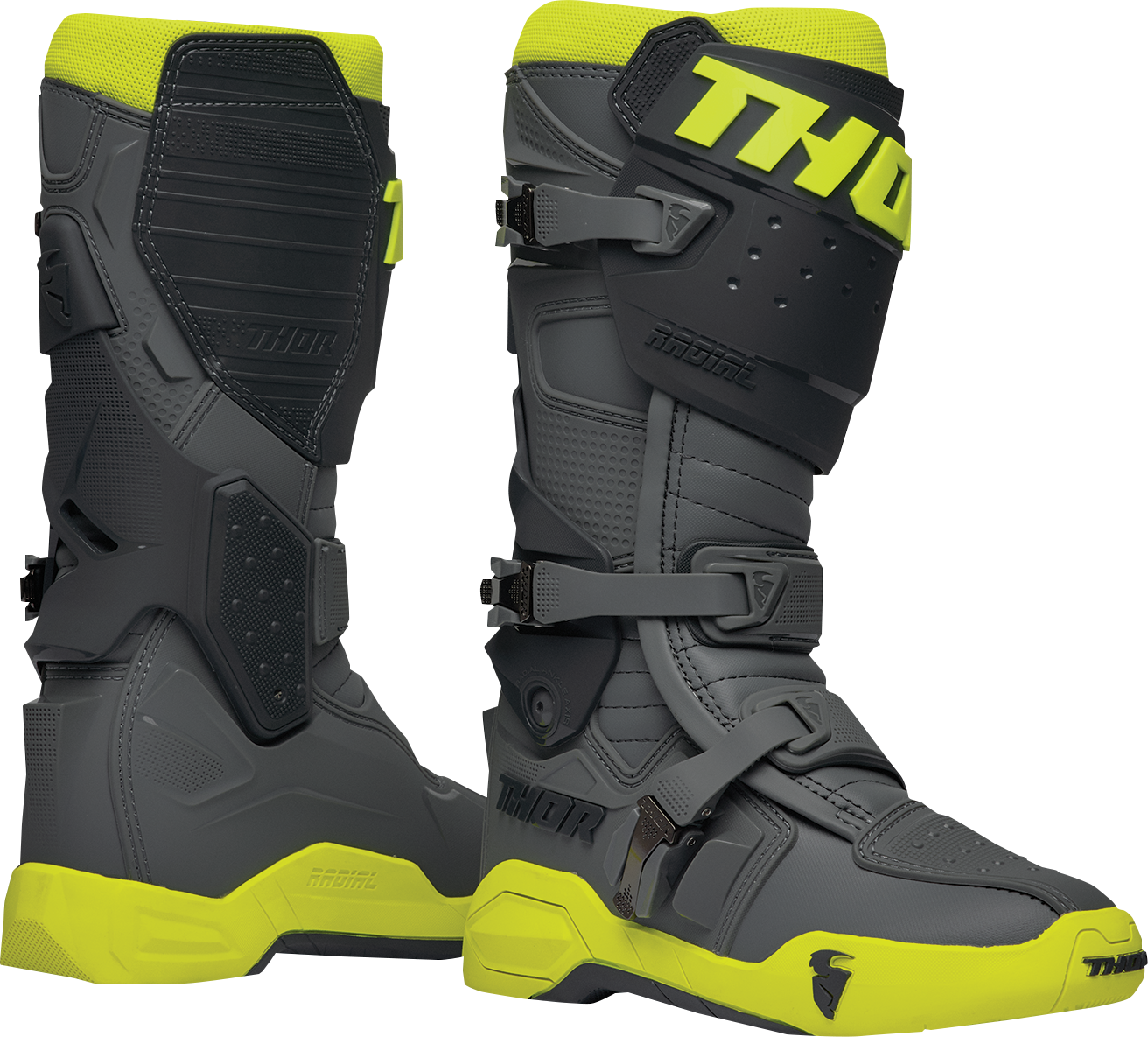 THOR Radial Boots - Gray/Fluorescent Yellow - US 12 / EU 47 3410-2750