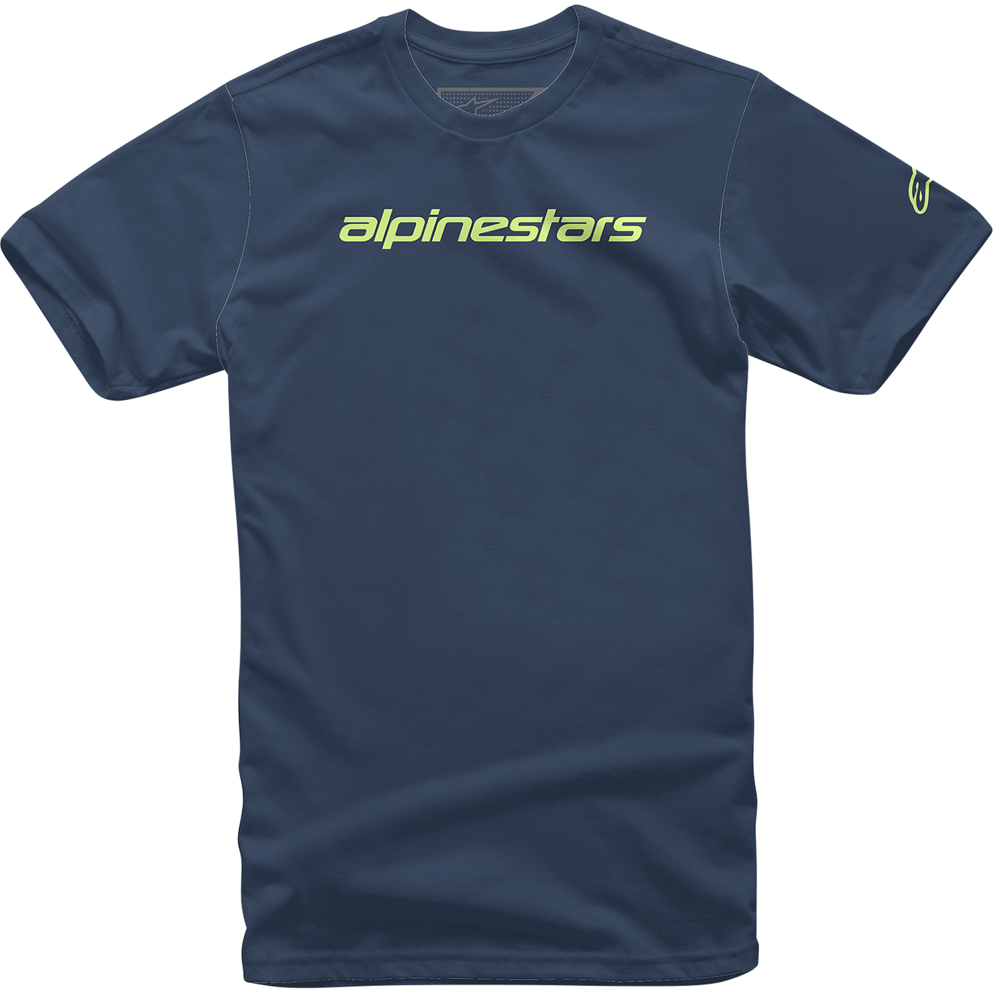 ALPINESTARS Linear Wordmark T-Shirt - Navy/Lime - 2XL 12127202070362X