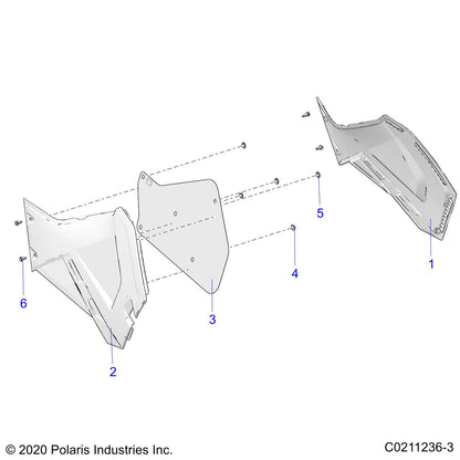 Polaris ATV Panel/Shield Assembly, Right, TPO, Genuine OEM Part 2636443-686, Qty 1