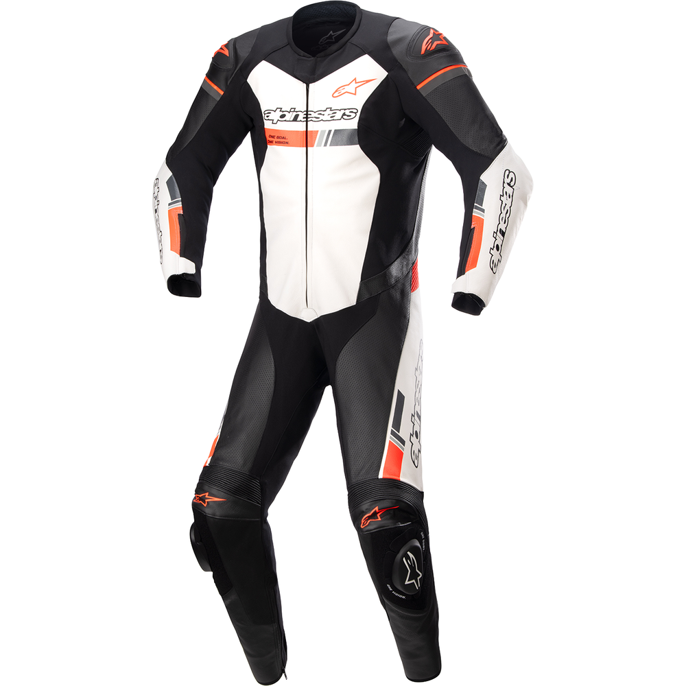 ALPINESTARS GP Force Chaser 1-Piece Leather Suit - Black/White/Red Fluo - US 44 / EU 54 3150321-1231-54