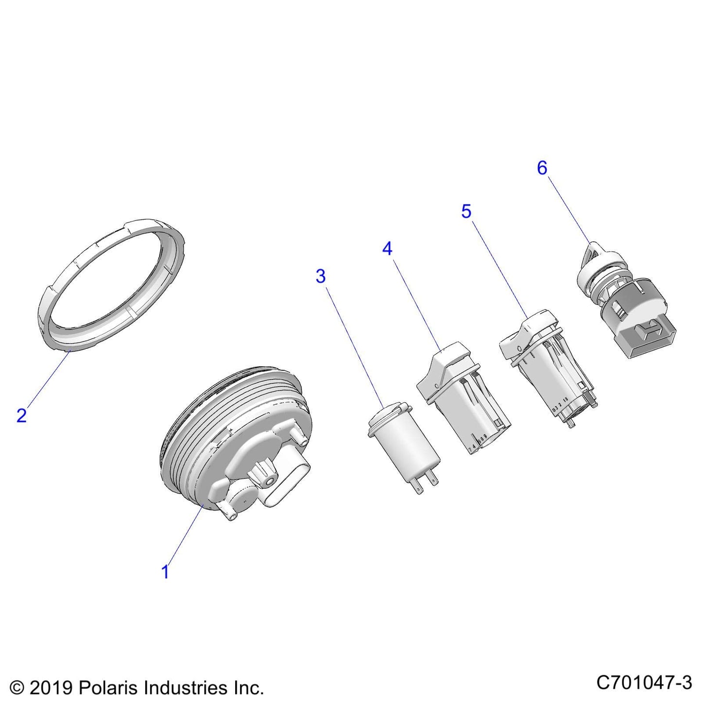 Polaris RZR Hazard Switch, Sealed, Genuine OEM Part 4013393, Qty 1
