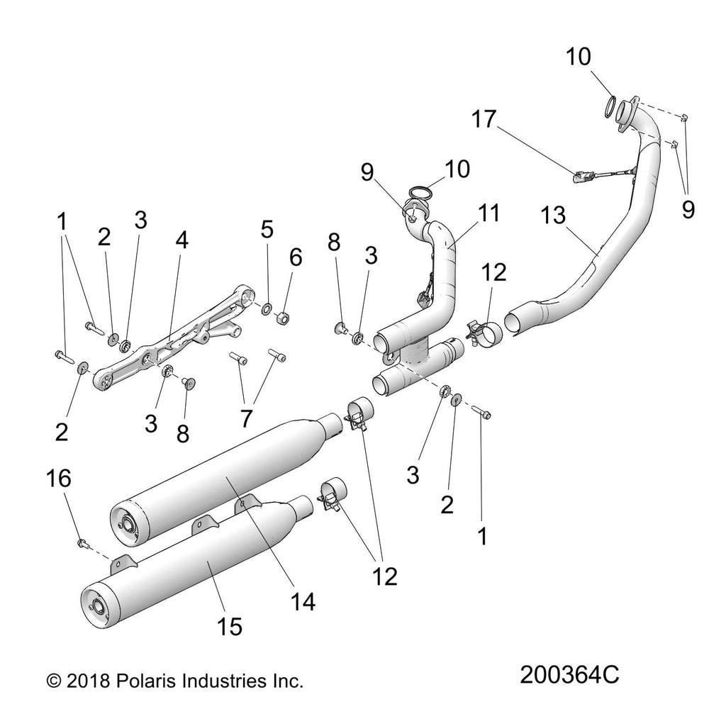 
                      
                        Indian Motorcycle Exhaust Pipe Assembly, Rear, Chrome, Genuine OEM Part 1263404-156, Qty 1
                      
                    