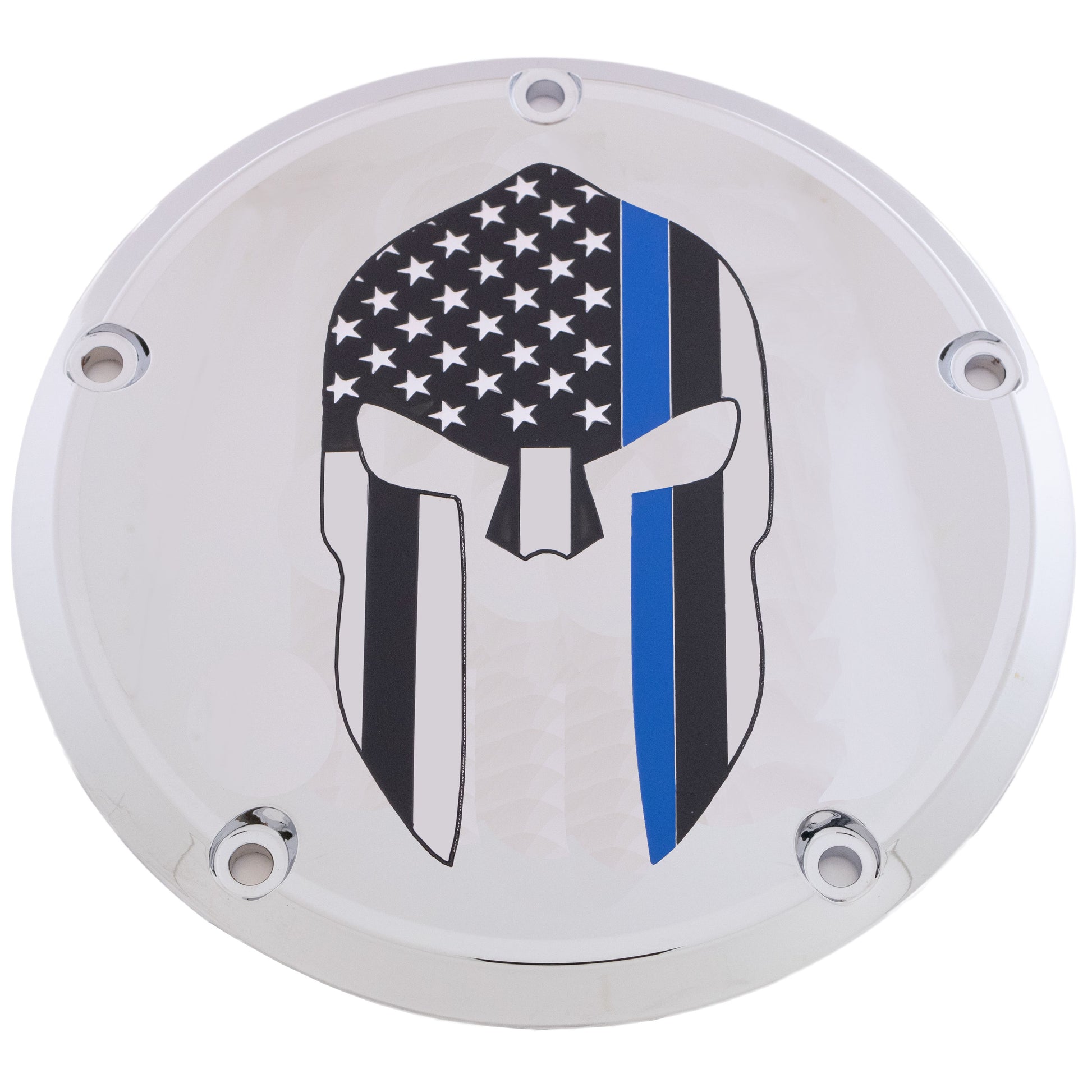7   M8 Flt/Flh Derby Cover Sparta Blue Line Chrome
