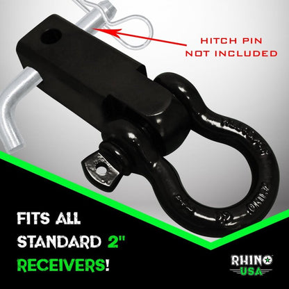 Rhino USA Shackle Hitch Receiver W/ D-Ring (Red)