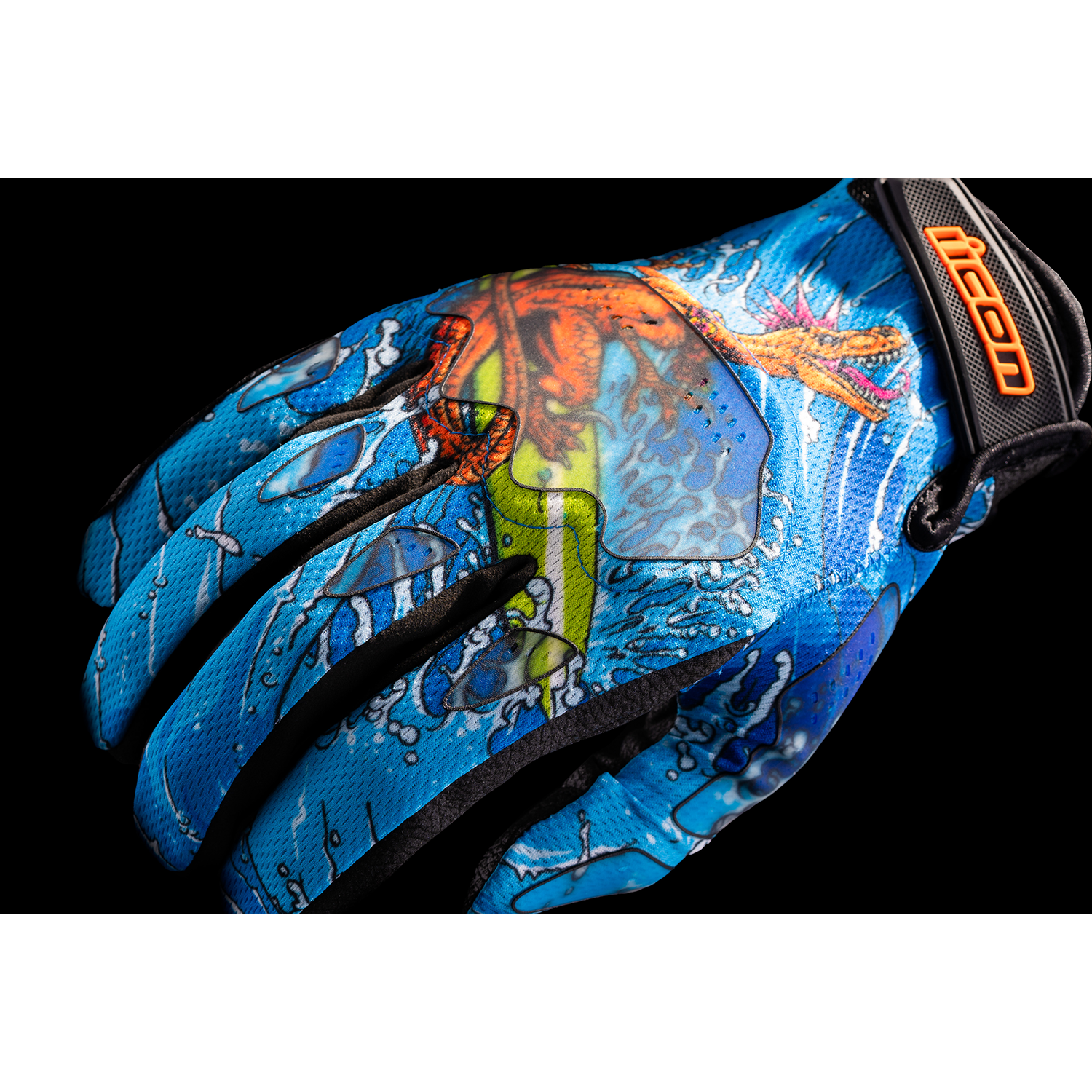 ICON Hooligan* Dino Fury Gloves - Blue - Medium 3301-4636