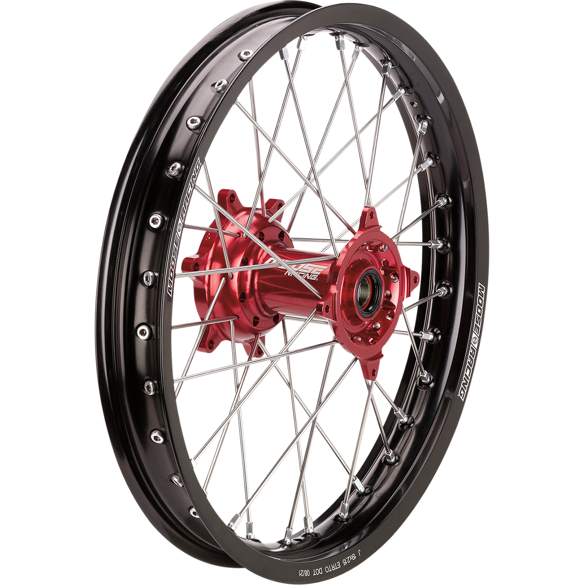 MOOSE OFFROAD Wheel Assembly - SX-1 - Complete - Rear - Black Wheel/Red Hub - 18x2.15 - Beta BR-215-18BKRD