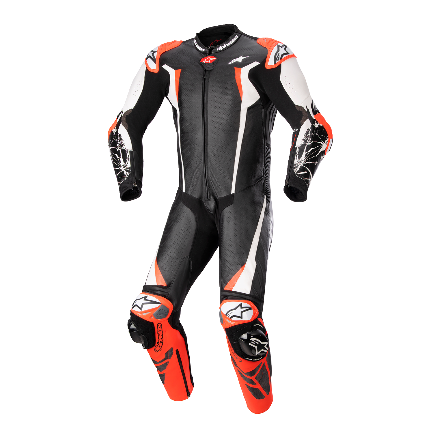 ALPINESTARS Racing Absolute v2 1-Piece Leather Suit - Black/White/Red Fluo - US 48 / EU 58 3156323123158