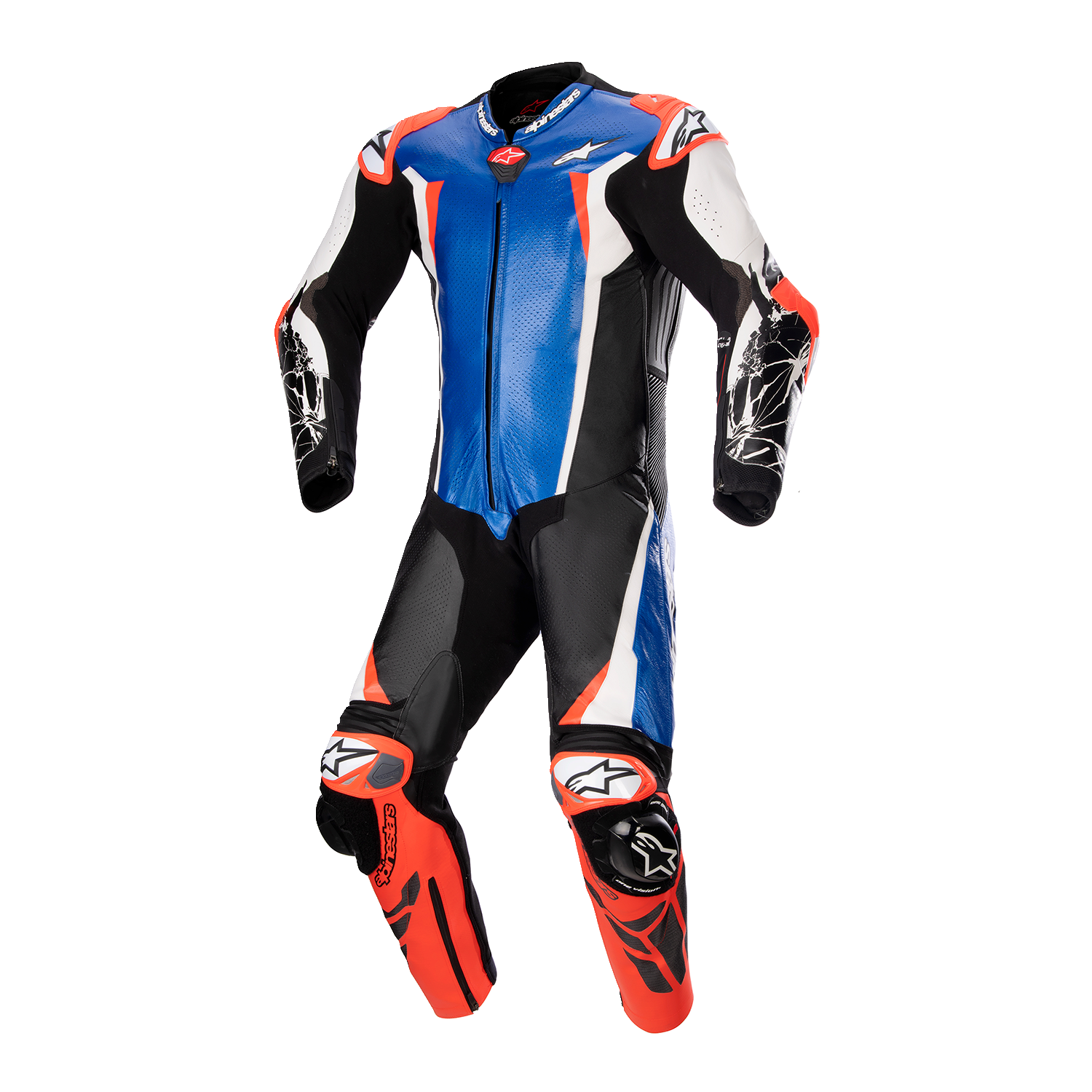 ALPINESTARS Racing Absolute v2 1-Piece Leather Suit - Metallic Blue/Black/White/Red Fluo - US 48 / EU 58 3156323718358