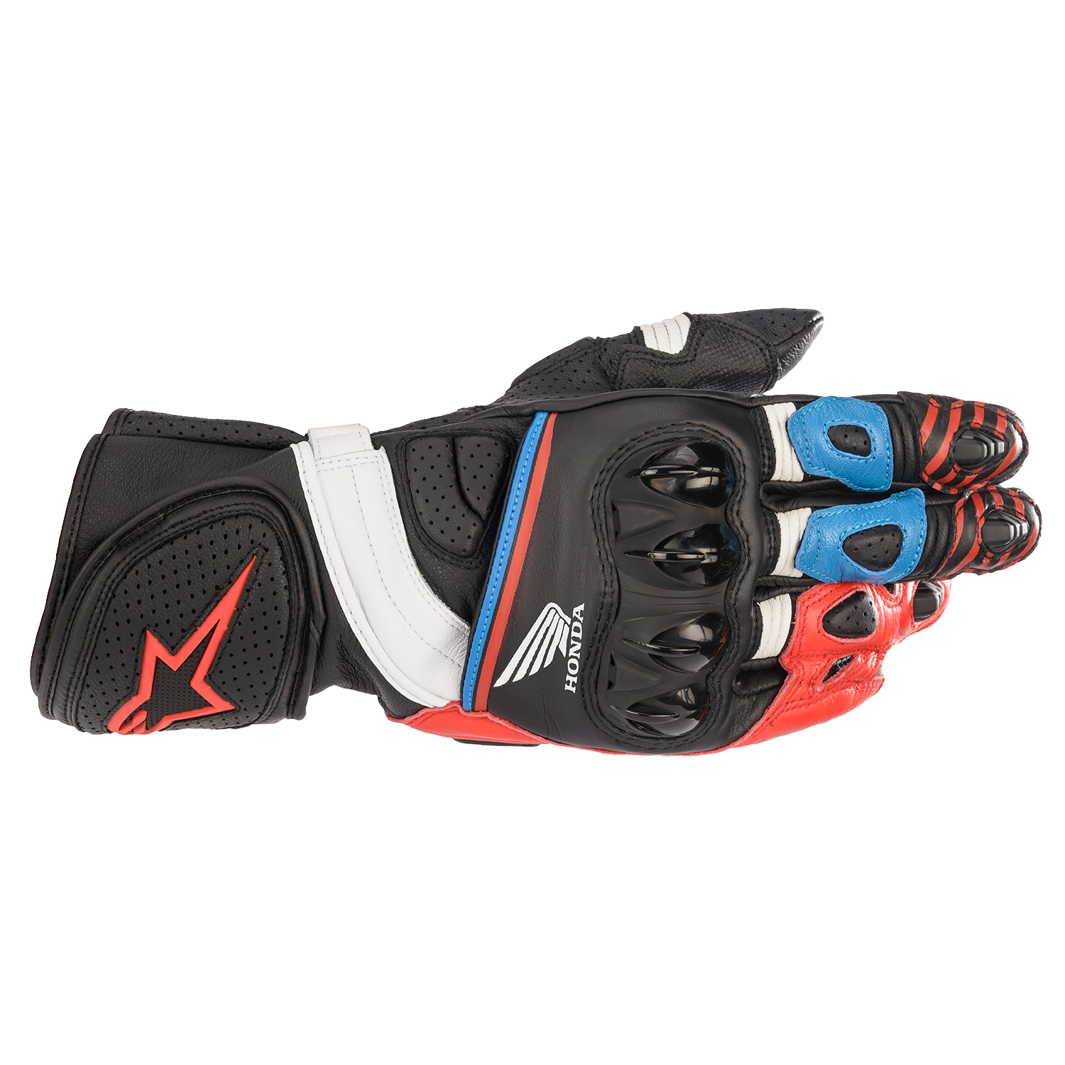 ALPINESTARS Honda GP Plus R v2 Gloves - Black/Bright Red/Blue - Small 3556321-1317-S