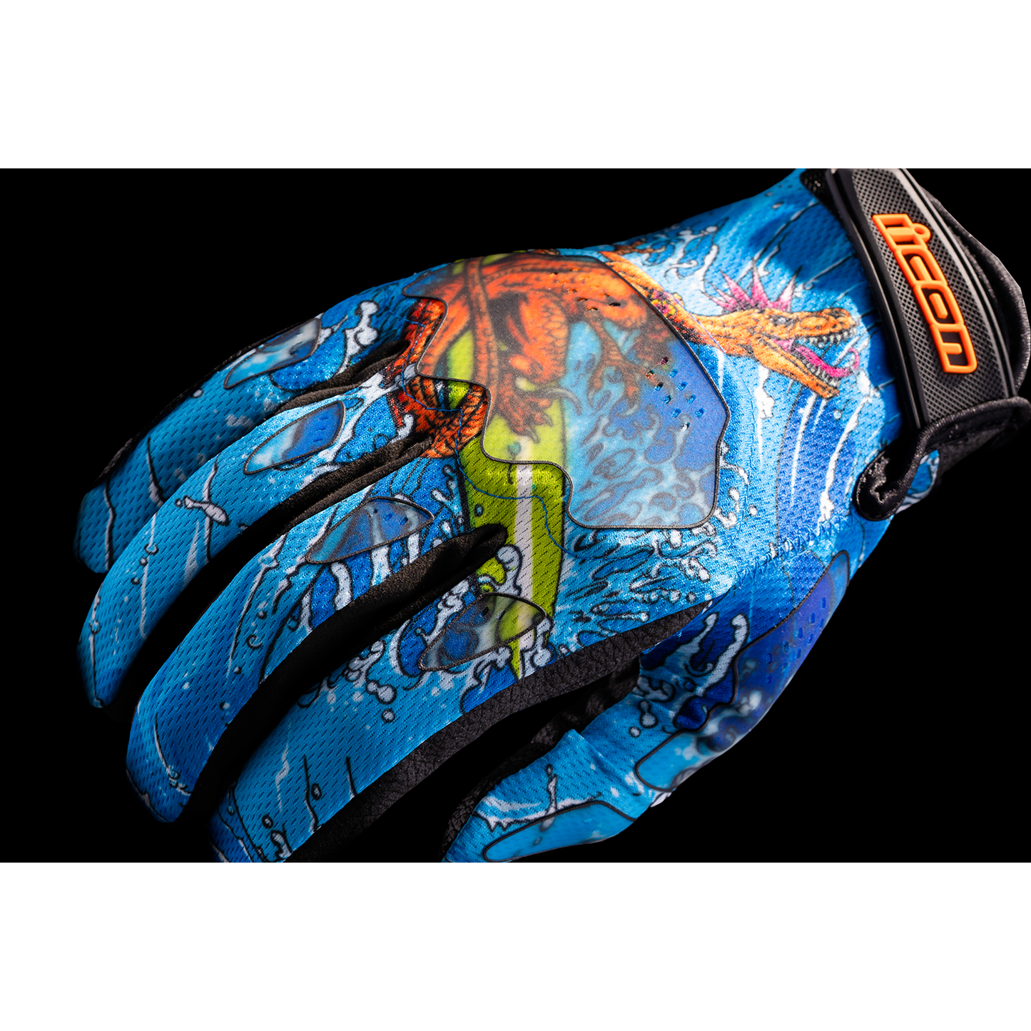 ICON Hooligan* Dino Fury Gloves - Blue - Small 3301-4635