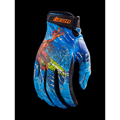 ICON Hooligan* Dino Fury Gloves - Blue - XL 3301-4638