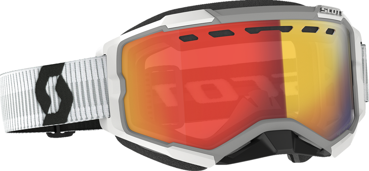 SCOTT Fury LS Snow Cross Goggle - Light Sensitive - White - Red Chrome Lens 278604-0002341