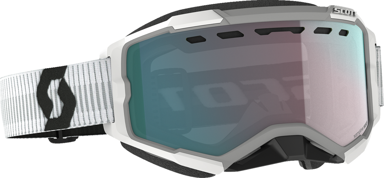 SCOTT Fury Snow Cross Goggle - White - Enhancer Aqua Chrome Lens 278605-0002351