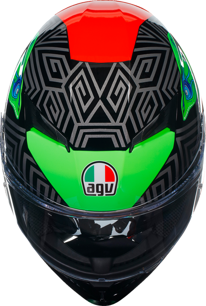 AGV K3 Helmet - Kamaleon - Black/Red/Green - Medium 2118381004013M