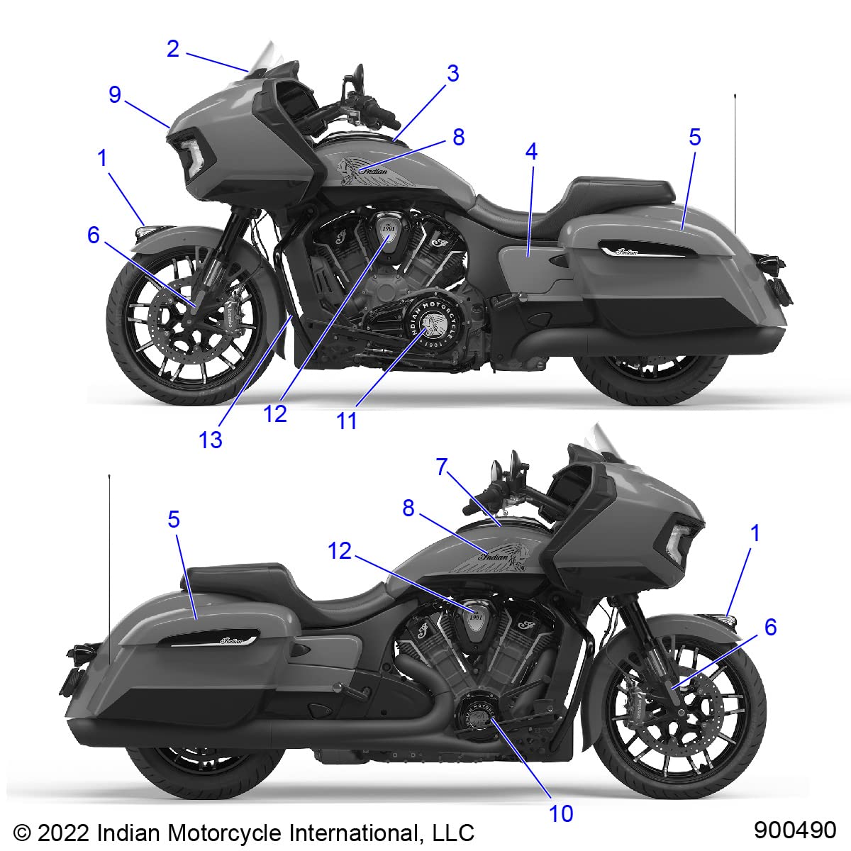 Indian Motorcycle Gas Tank Decals, RH Headdress Badge, Fits Specific Challenger Dark Horse, Challenger Elite, Pursuit Dark Horse Icon Models and More, OEM Motorcycle Parts, Black, Qty 1-7191122-02