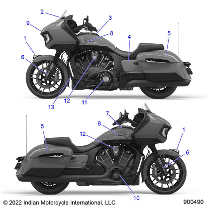 Indian Motorcycle Gas Tank Decals, RH Headdress Badge, Fits Specific Challenger Dark Horse, Challenger Elite, Pursuit Dark Horse Icon Models and More, OEM Motorcycle Parts, Black, Qty 1-7191122-02