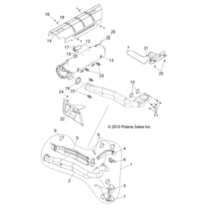 Polaris RZR Headpipe Assembly, Genuine OEM Part 1262259, Qty 1