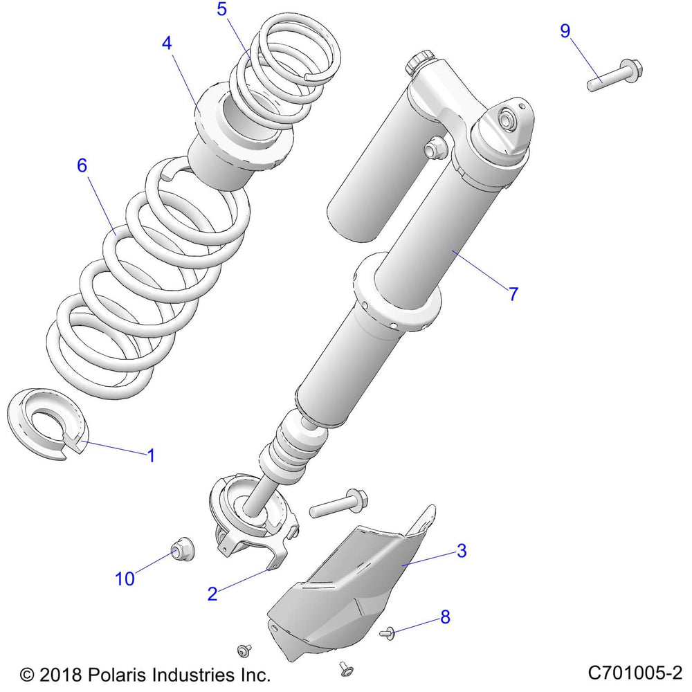 Polaris RZR Shock, Rear, Genuine OEM Part 7044902, Qty 1