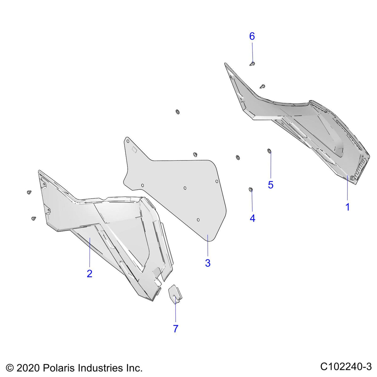 Polaris ATV Panel/Shield Assembly, Right, White Lightning, Genuine OEM Part 2636442-599, Qty 1