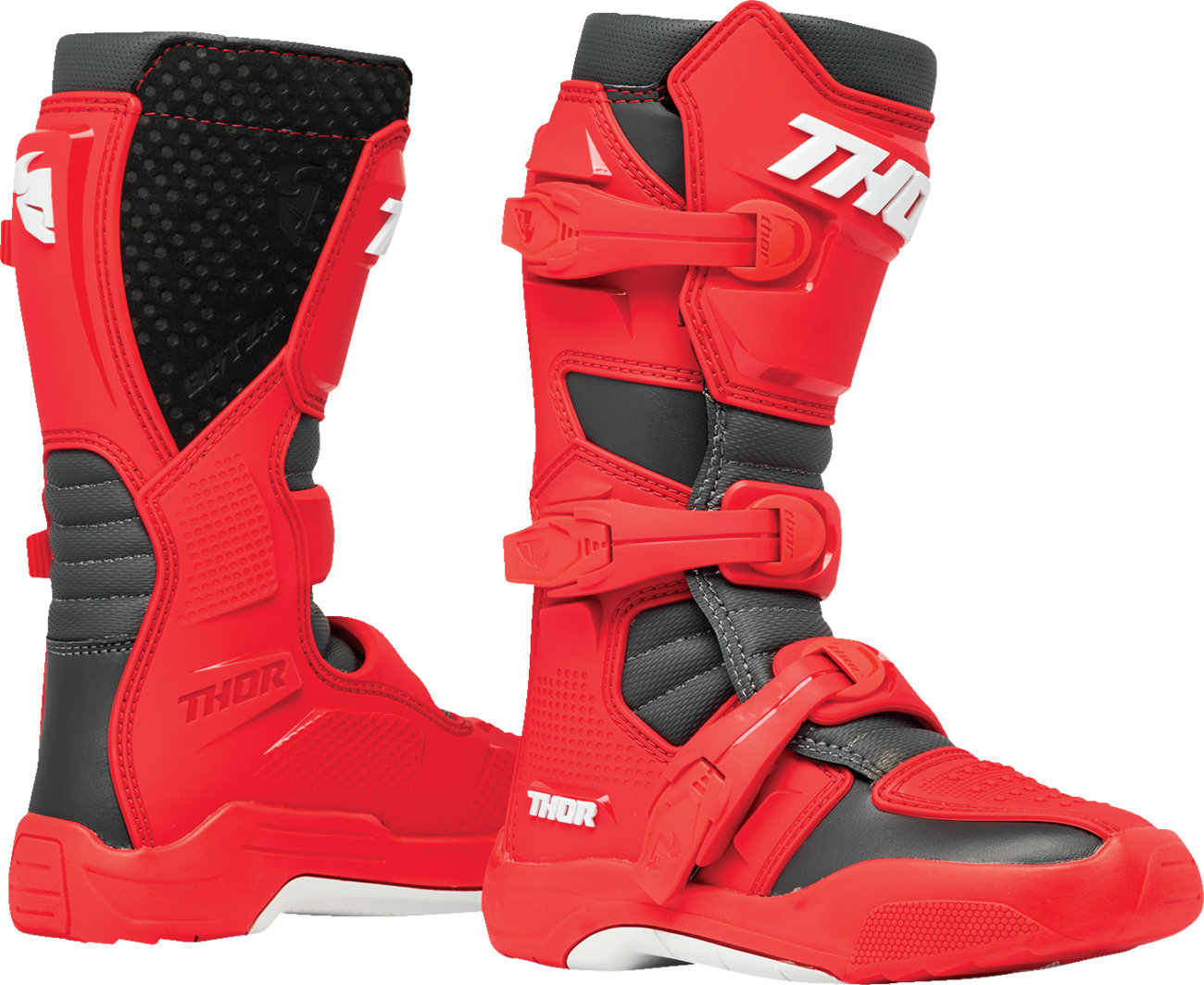 THOR Youth Blitz XR Boots - Red/Charcoal - US 5 3411-0756