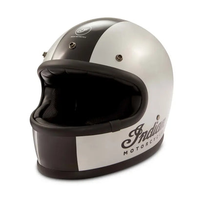Gloss Stripe Retro Full Face Helmet, Silver