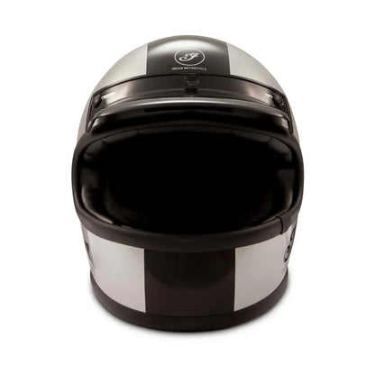 Gloss Stripe Retro Full Face Helmet, Silver