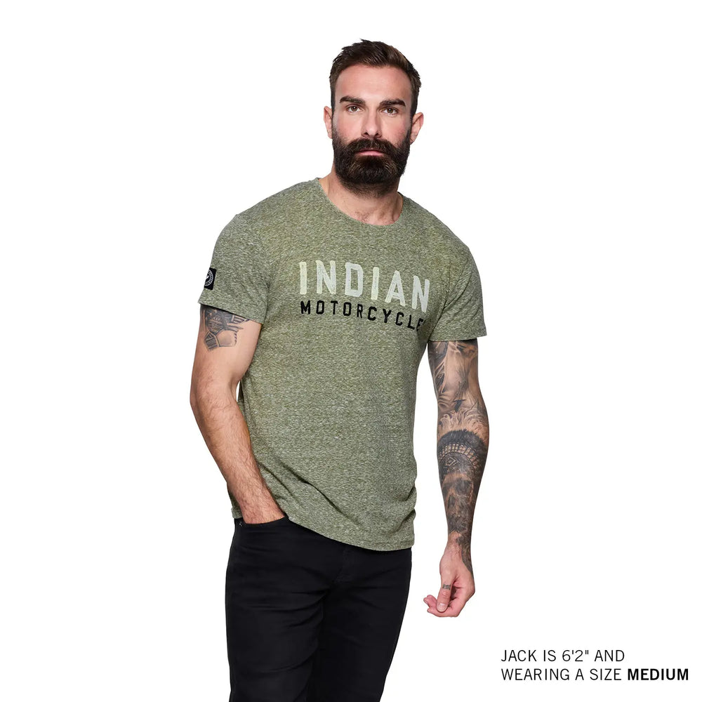 
                      
                        Indian Motorcycle Men's Block Logo Marl T-Shirt, Green
                      
                    