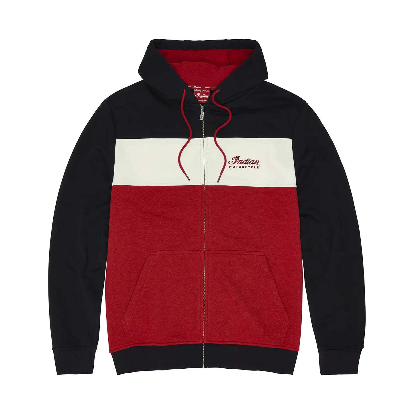 Indian Men's Script Logo Colorblock Hoodie, Red MD 2865620