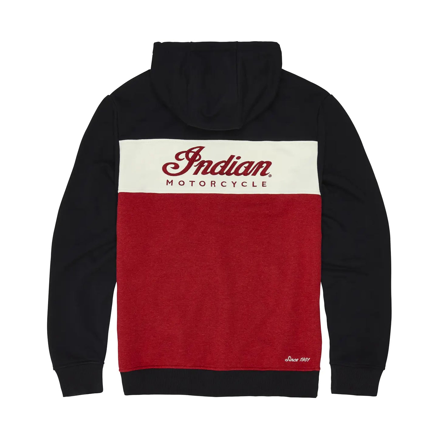 Indian Men's Script Logo Colorblock Hoodie, Red MD 2865620