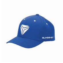Men's (L/XL) Flexfit Hat with Slingshot Shield Logo Blue
