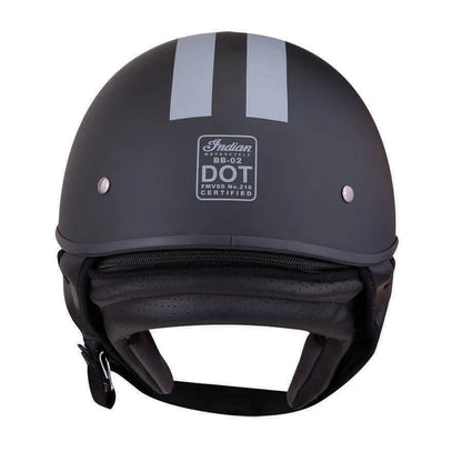 Indian Half Helmet with Gray Stripe, Black