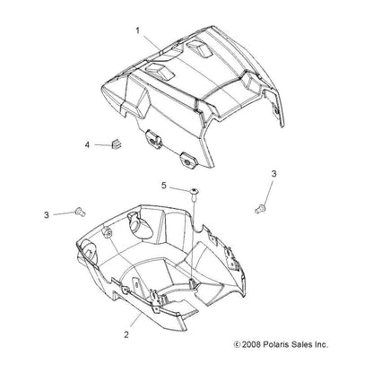 Polaris ATV Headlight Pod, Lower, Gloss Black, Genuine OEM Part 5435812-070, Qty 1