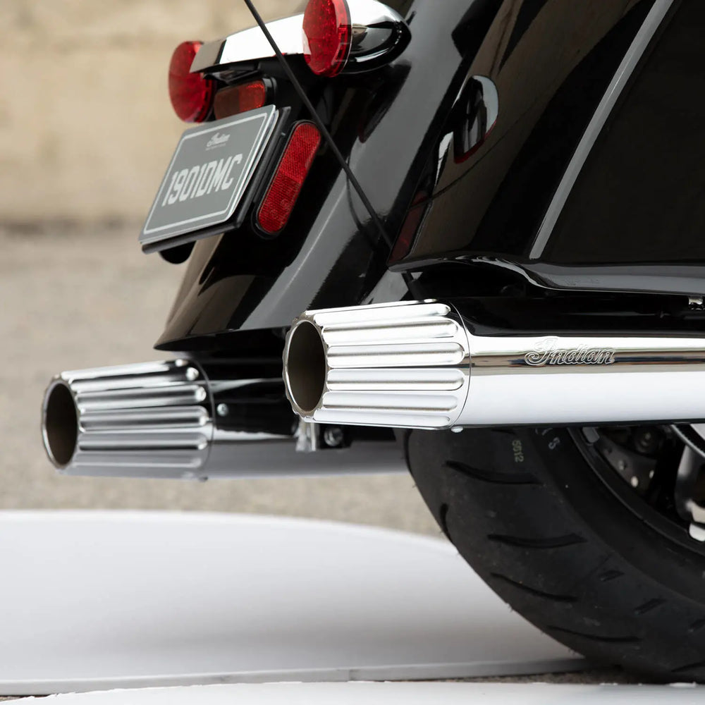 
                      
                        Indian Motorcycle New OEM Chrome Grooved Billet Exhuast Tips, 2880799-156
                      
                    