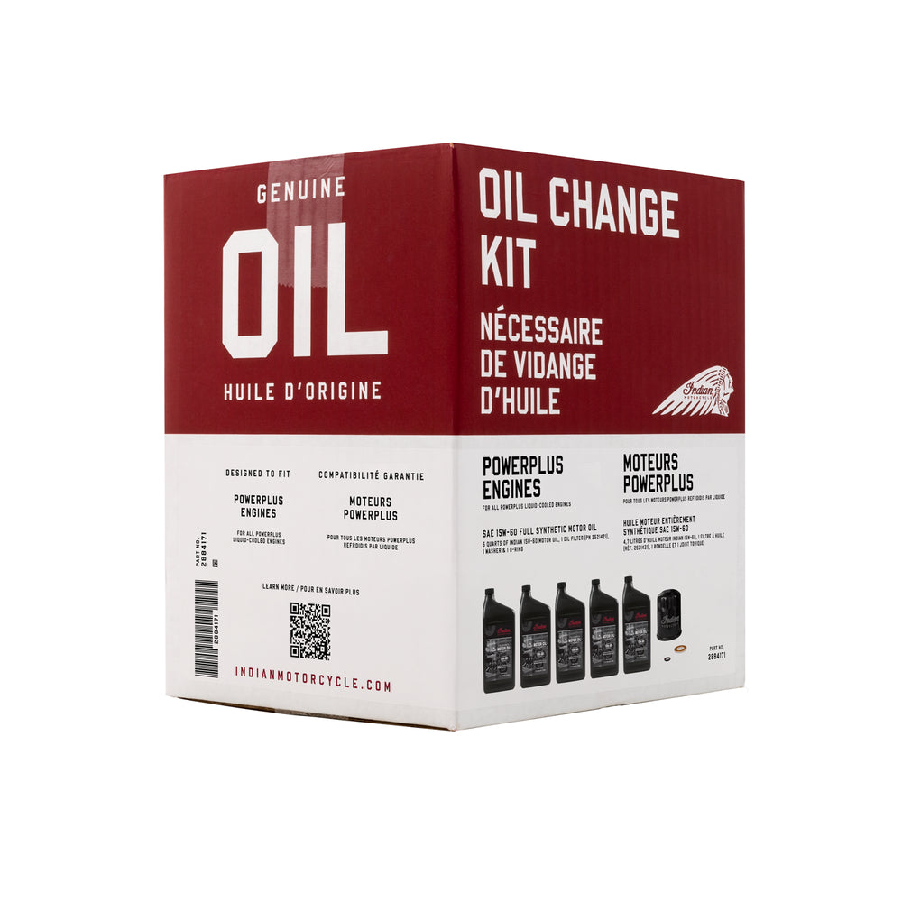 
                      
                        PowerPlus Oil Change Kit, Fits Indian PowerPlus, 2884171, 5 Quarts of Full Synthetic 15W60 Motor Oil, 1 Oil Filter, 1 Washer, 1 O-Ring
                      
                    