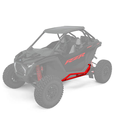 Polaris RZR Pro HD Extreme Kick-Out Rock Sliders, 2-Seat Black/Red