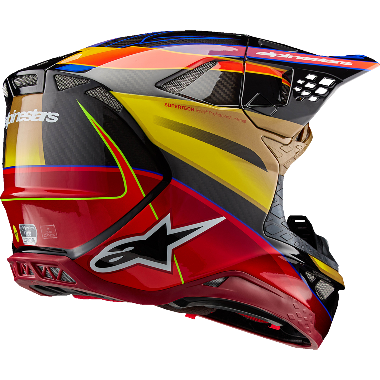 ALPINESTARS Supertech M10 Helmet - Era - MIPS? - Gloss Gold/Yellow/Rio Red - XS 8301223-5938-XS