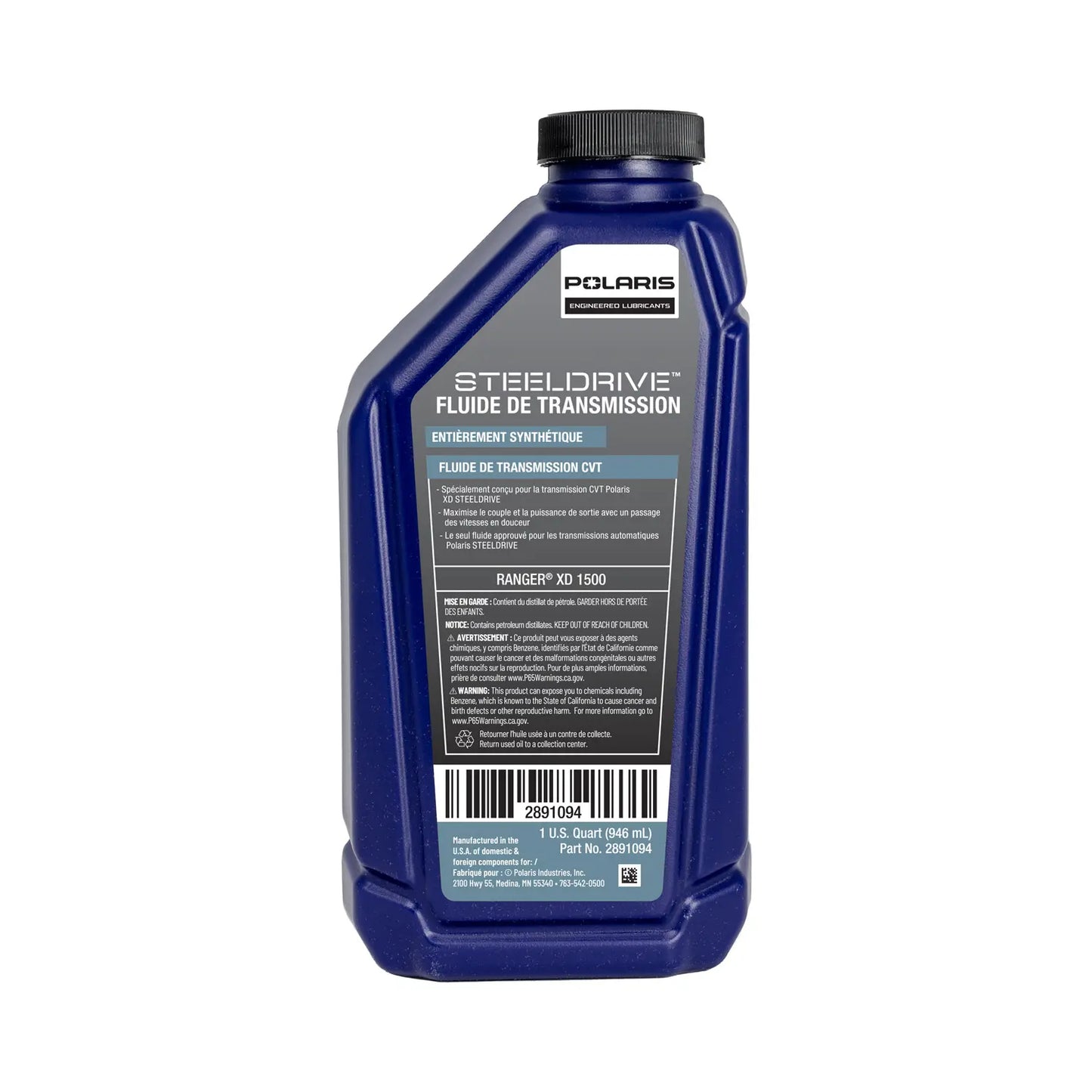 Polaris STEELDRIVE CVT Fluid, STEELDRIVE CVT Transmissions, 2891094, 1 Quart
