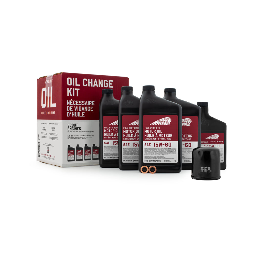 
                      
                        Indian Scout 1250 Oil Change Kit, 2891338, 4.5 Quarts 15W-60 Motorcycle Engine Oil
                      
                    