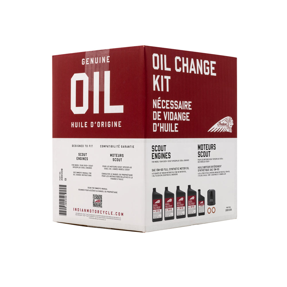 
                      
                        Indian Scout 1250 Oil Change Kit, 2891338, 4.5 Quarts 15W-60 Motorcycle Engine Oil
                      
                    